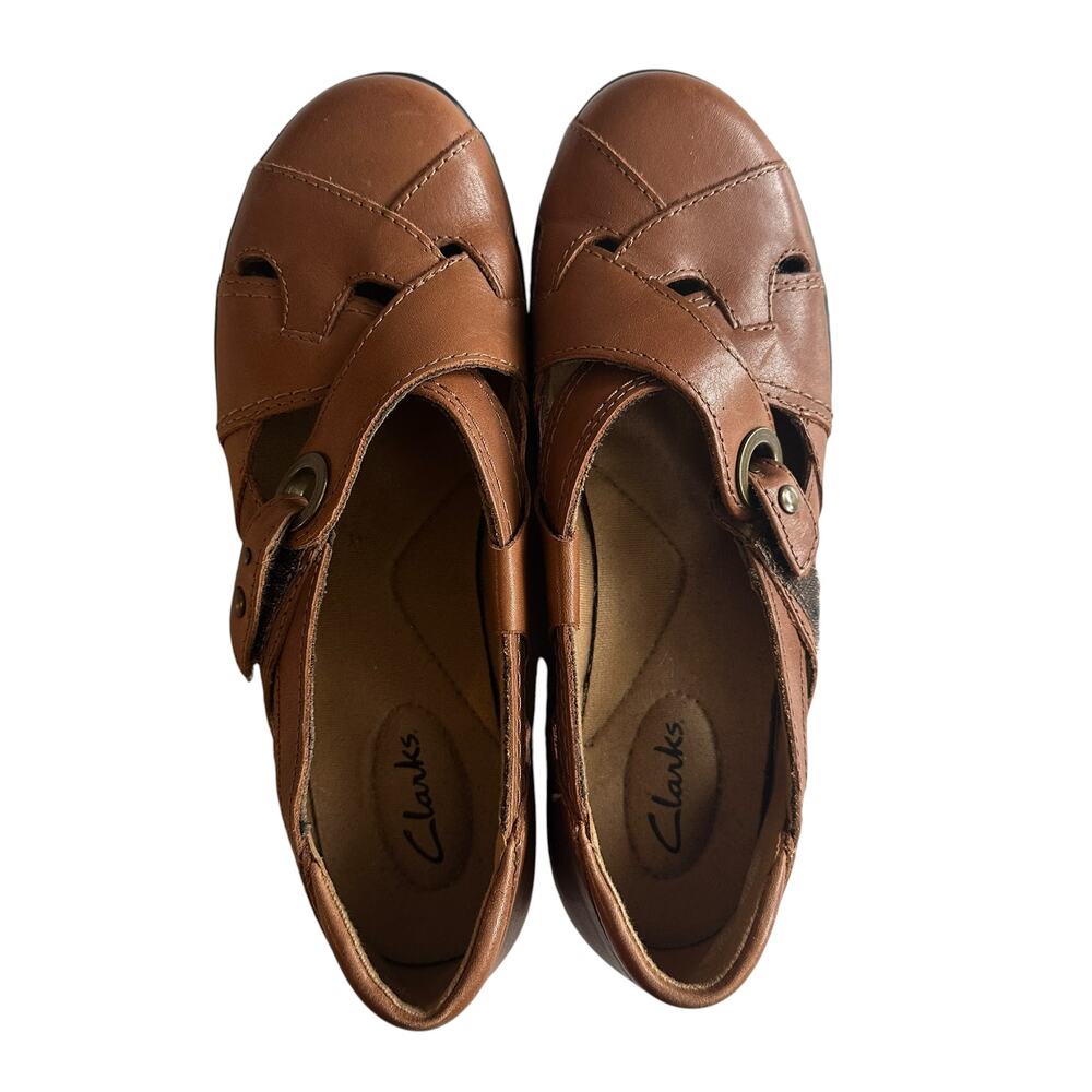 Clarks Ashland India Leather Flats Womens Size 7.5 Camel Tan Flat Comfort Shoes